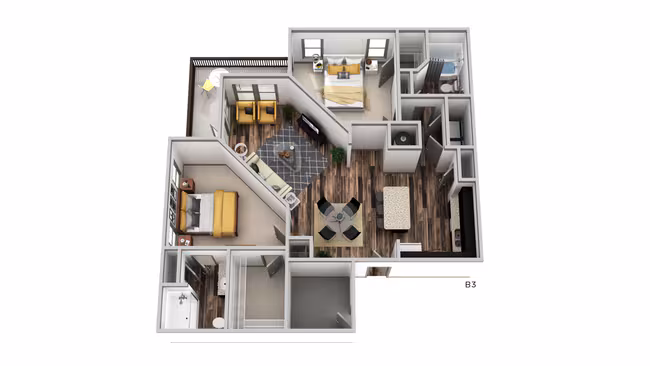 B3 - Two Bedroom, Two Bathroom 08-8305 floor plan